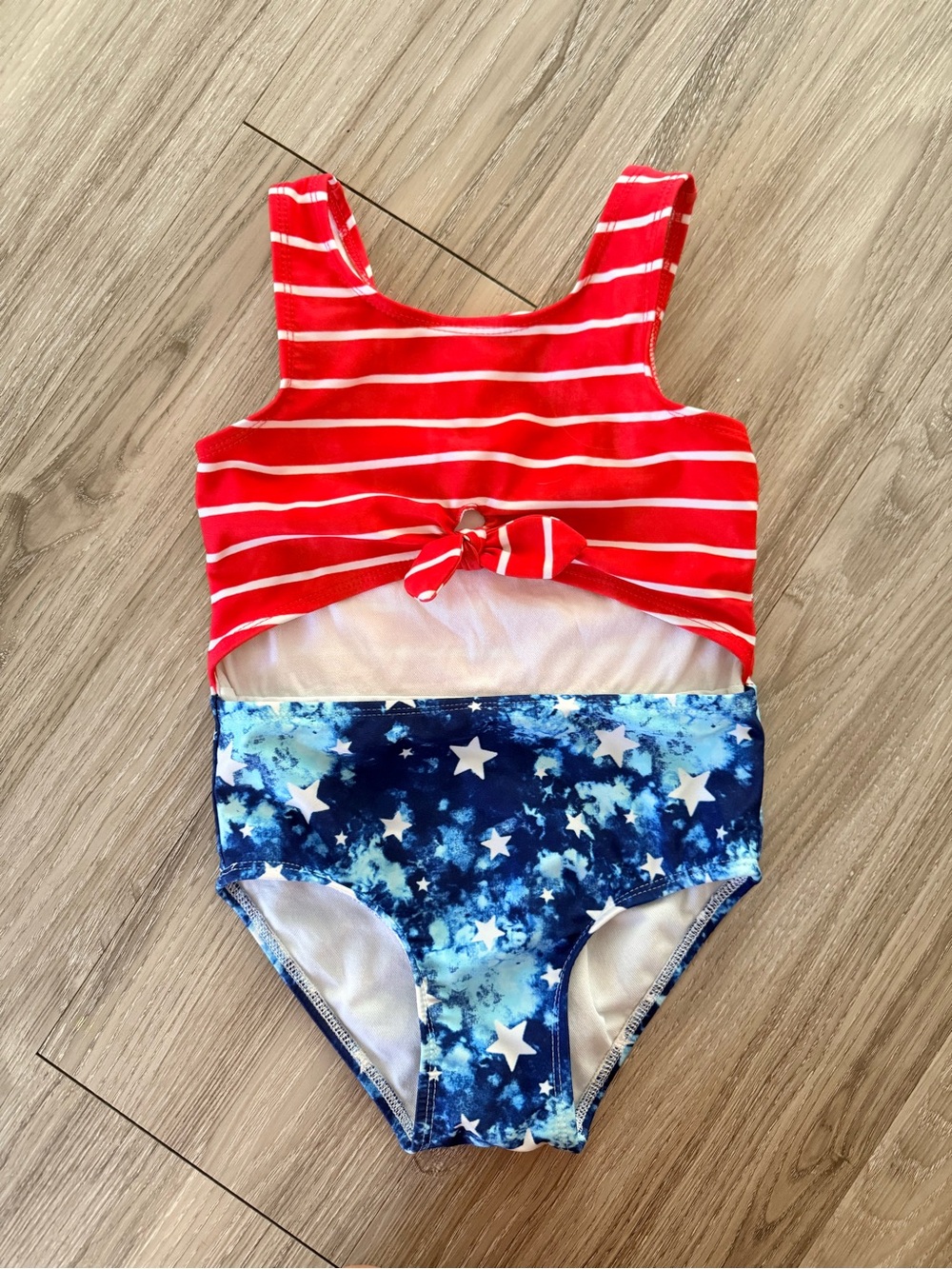 Cat & Jack Red Striped and Blue Star One-Piece Swimsuit